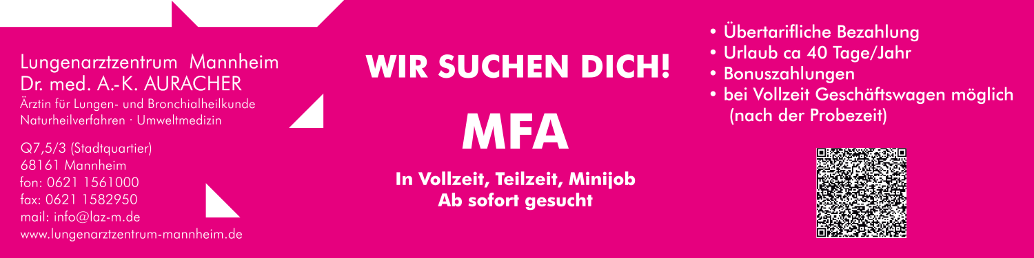 MFA als Vollzeit-, Teilzeit- oder Minijob-Basis gesucht